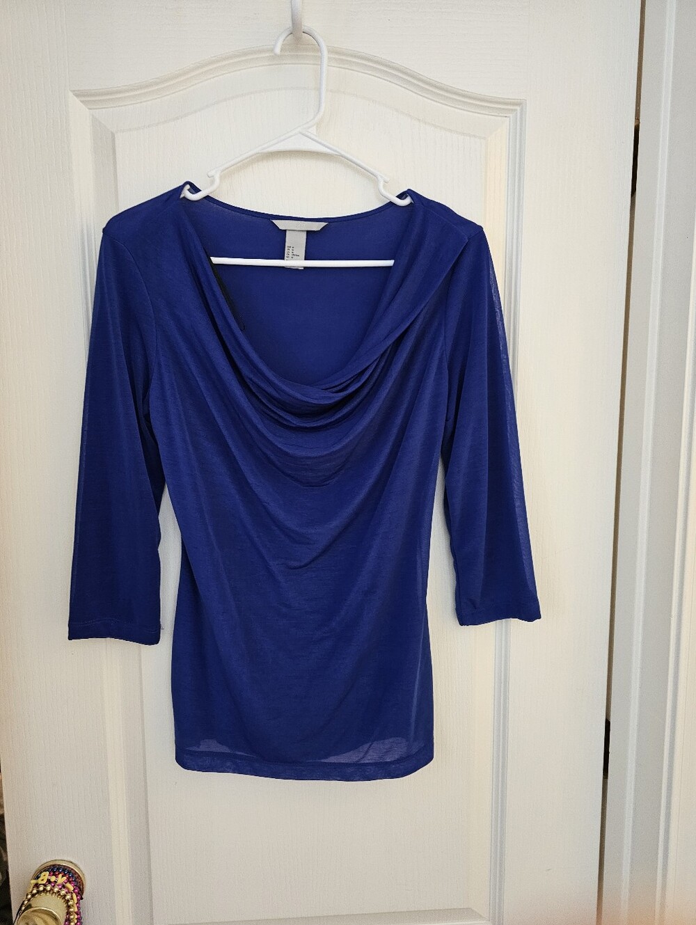 H&M Cowl Neck 3/4 Sleeve Blouse - Blue